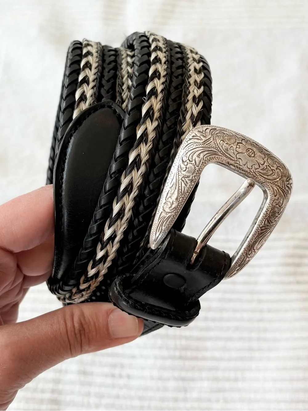 Justin Western Braided Black Leather Belt - Picture 4 of 15